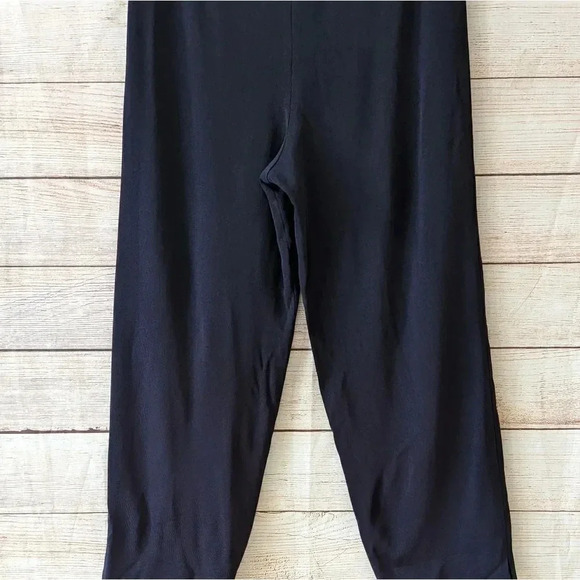 Exclusively Misook Classic Knit Silky Pull-On Pants Blue Purple Side Slit - Picture 9 of 10